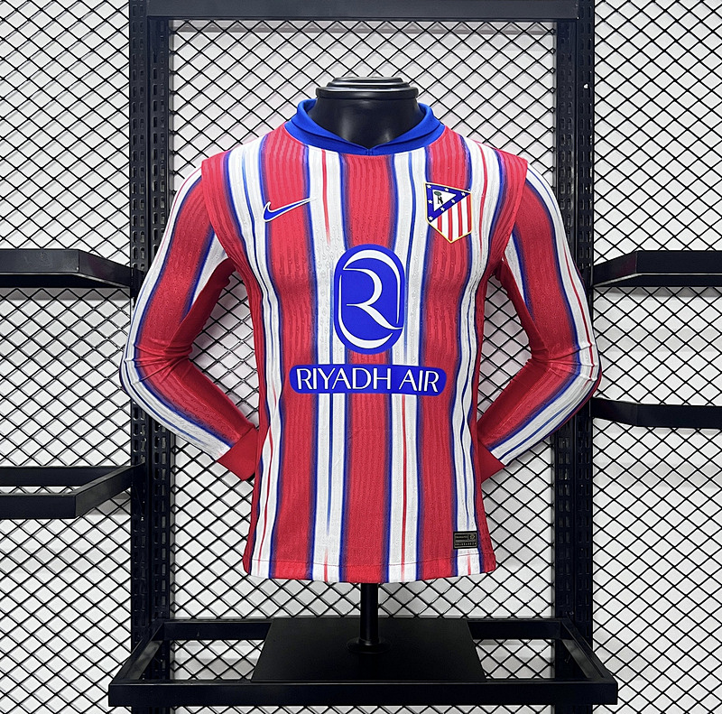 24-25 Atletico Madrid Home Player Version Long Sleeve Jerseys