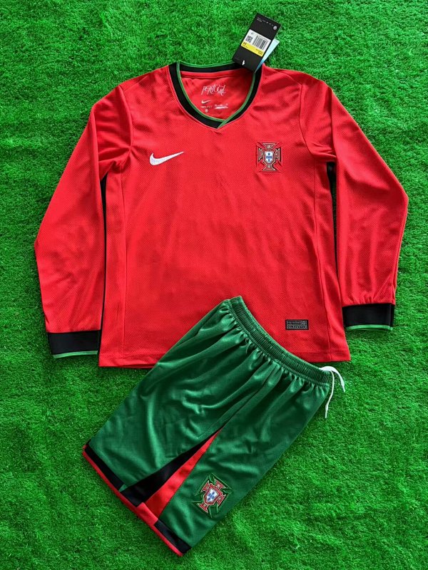 2024 Portugal Home Kids Long Sleeve Jerseys