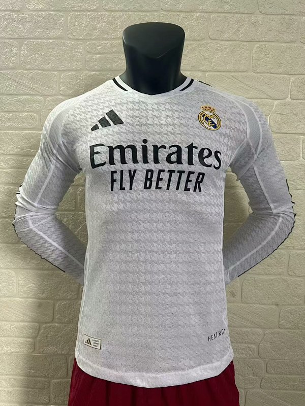 24-25 Real Madrid Home Player Version Long Sleeve Jerseys