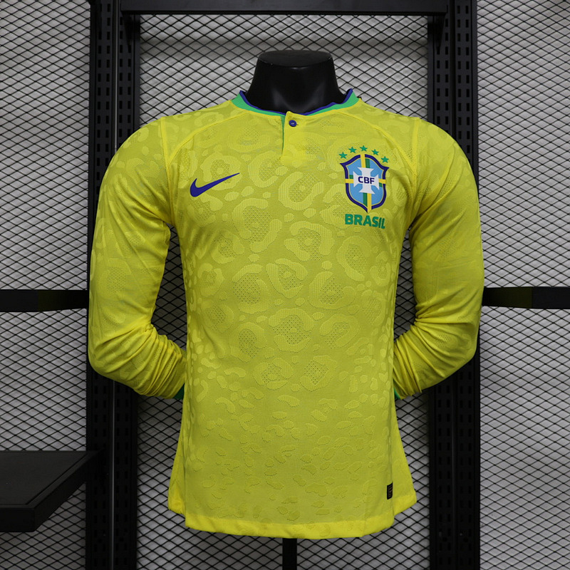 2023 Brazil Home Player Version Long Sleeve Jerseys