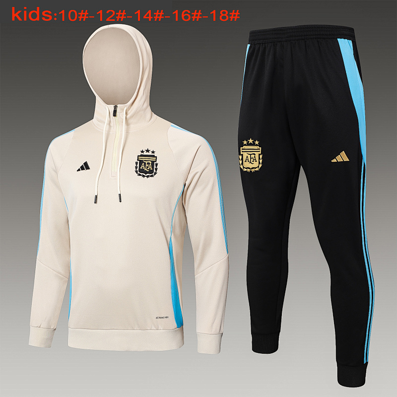 2024 Argentina Kids Hoodie Long Sleeve Training Suit