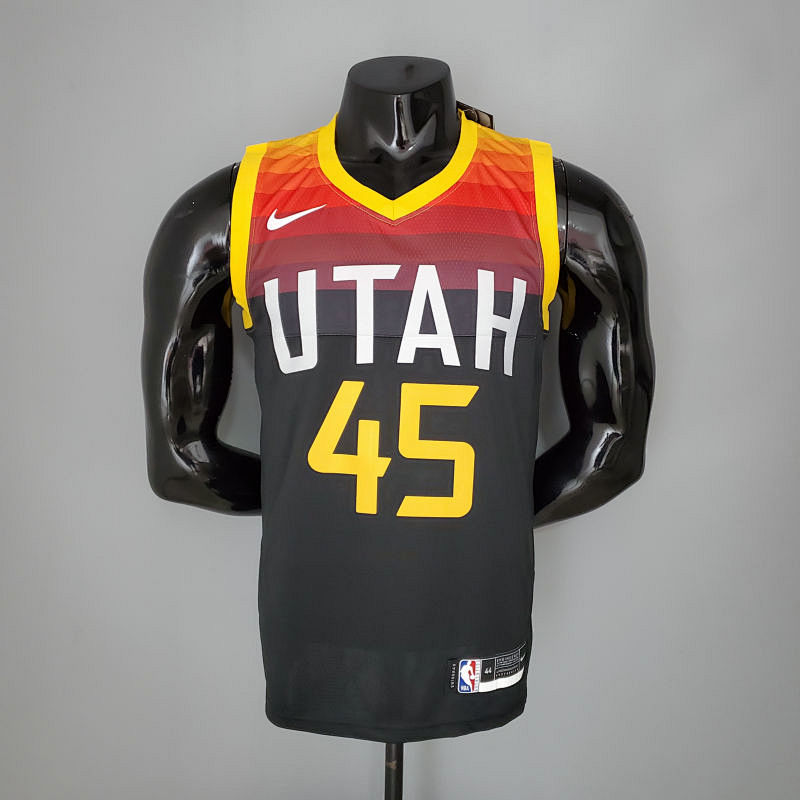 2021 MITHCHLL#45 Jazz City Edition Jersey Black Red NBA Jersey S-XXL