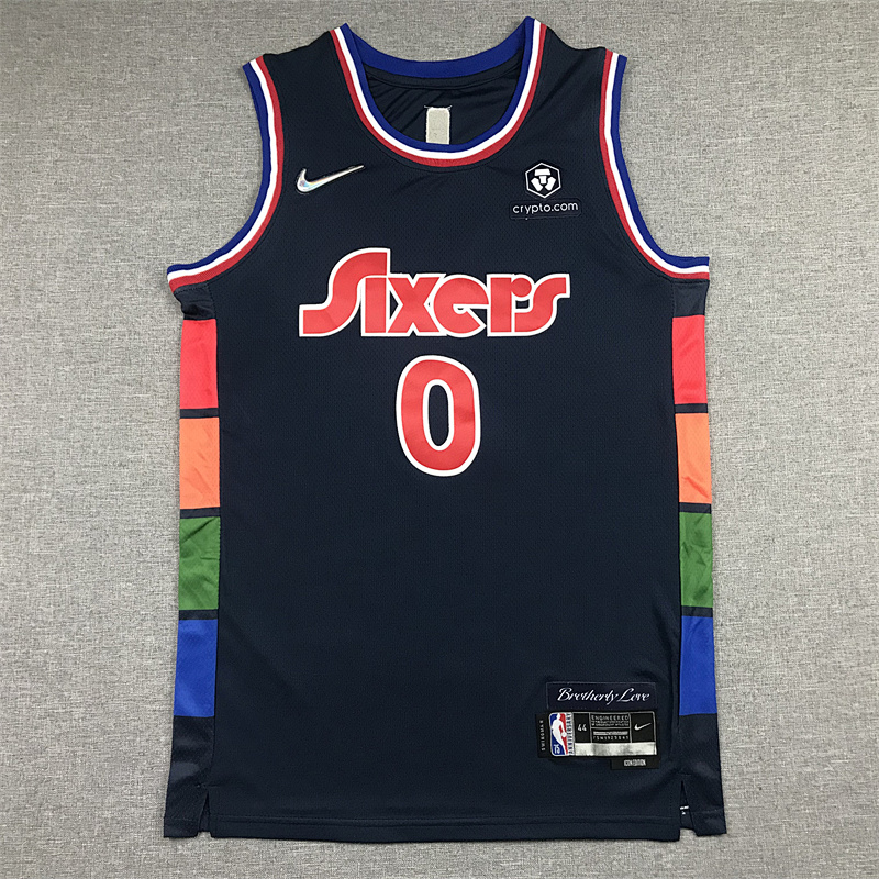2022 76ers #0 Dark Blue City Edition Embroidery