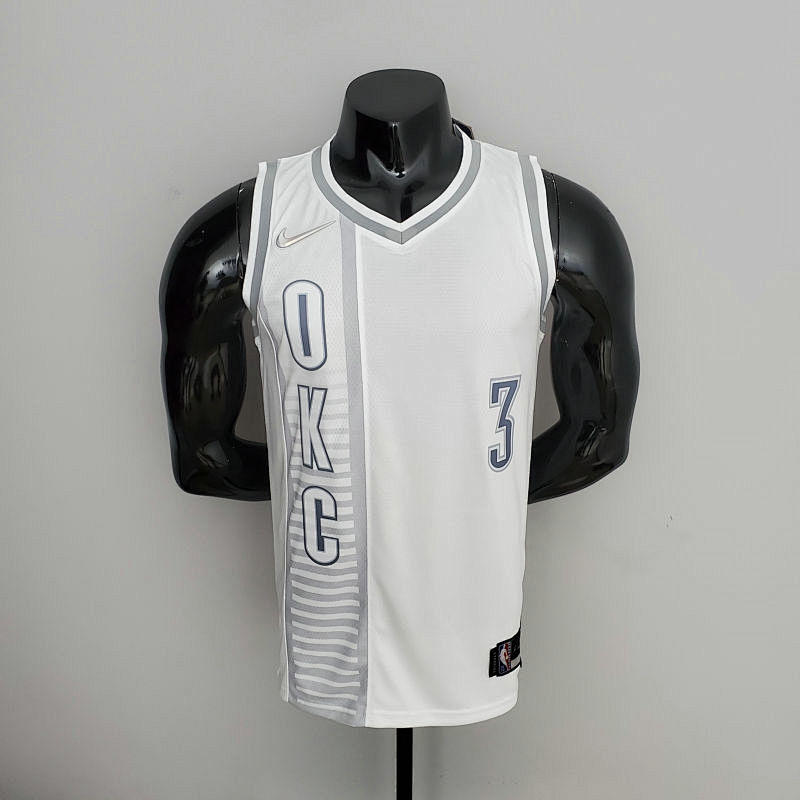 75th Anniversary 2202 Season Oklahoma City Thunder PAUL#3 City Edition White NBA Jersey S-XXL