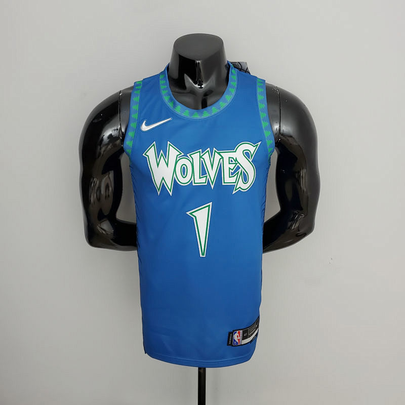75th Anniversary 2202 Season EDWARDS#1 Minnesota Timberwolves City Edition Blue NBA Jersey S-XXL