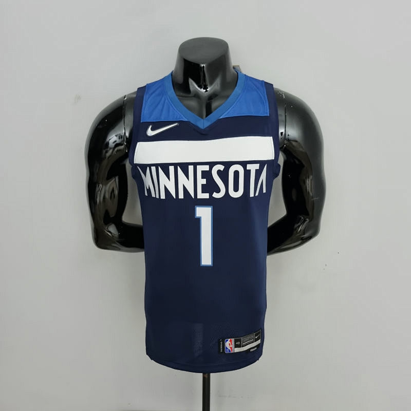 75th Anniversary Minnesota Timberwolves Edwards #1 Royal Blue NBA Jersey S-XXL