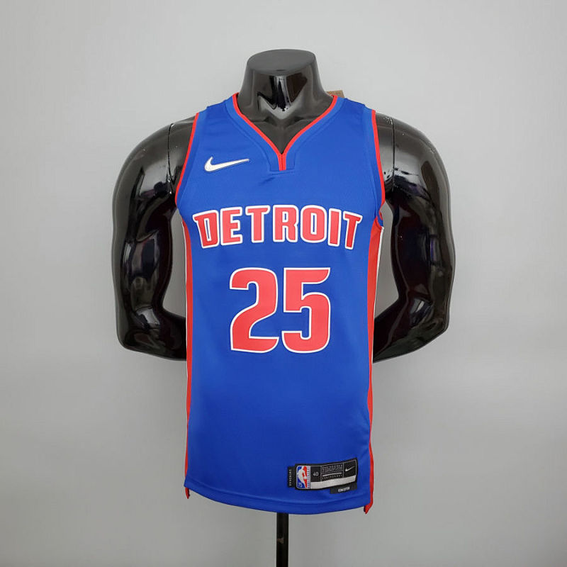 75th Anniversary Rose #25 Pistons Blue NBA Jersey S-XXL
