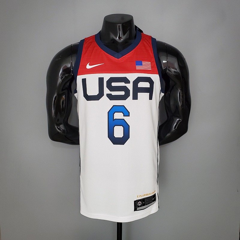 2021 Olympic Games LILLARD#6 USA Team USA White Red NBA Jersey S-XXL