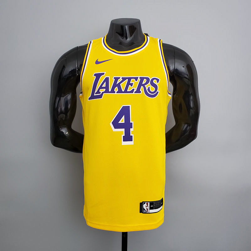 Lakers Rondo#4 Crew Neck Yellow NBA Jersey S-XXL