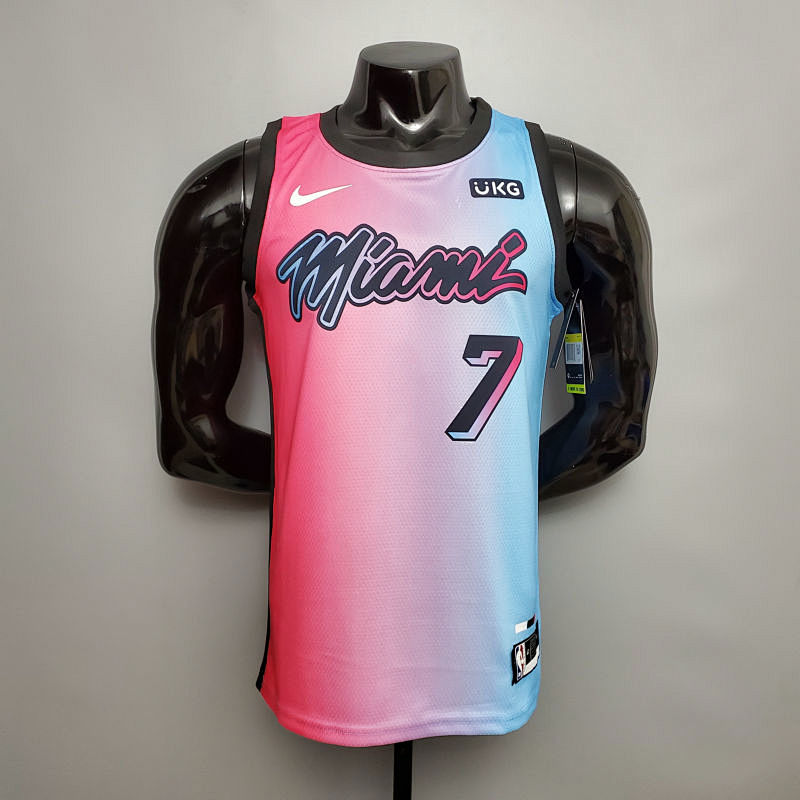 New Miami Heat DRAGIC#7 City Edition Pink Blue Gradient Color S-XXL (support customization)