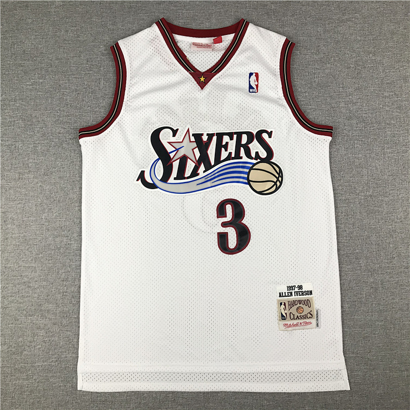 76ers #3 White Retro Embroidery