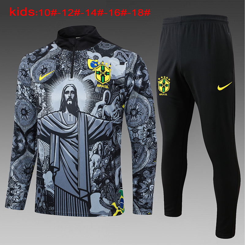 2024 Brazil Special Kids Long Sleeve Training Suit