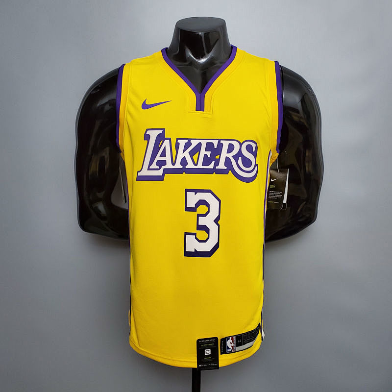 DAVIS #3 Lakers V-neck City Edition yellow NBA jersey Size XS-XXL