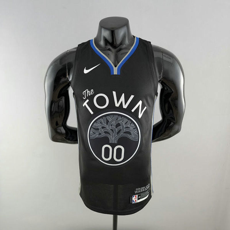 2020 KUMINGA#00 Warriors City Edition Black and Grey NBA Jersey S-XXL