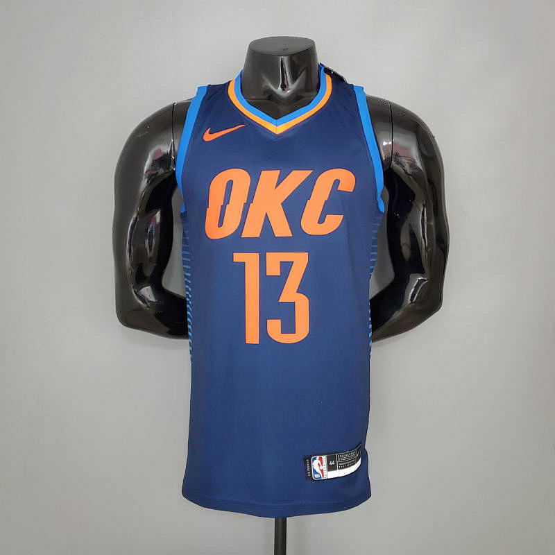 GEORGE#13 Thunder Blue Stripes NBA Jersey S-XXL