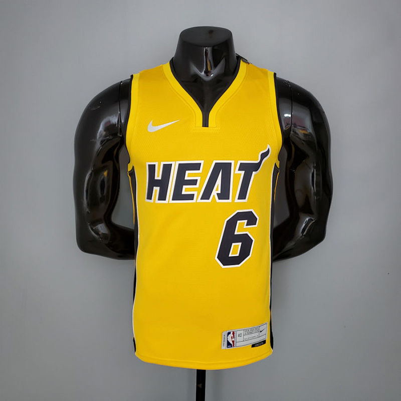2021 JAMES#6 Heat Bonus Edition Yellow NBA Jersey S-XXL