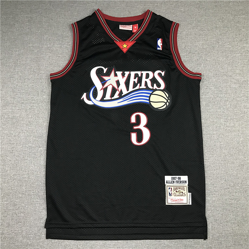 76ers #3 Black Retro Embroidery