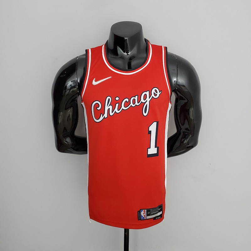 75th Anniversary 2022 Season Chicago Bulls ROSE#1 City Edition Red NBA Jersey S-XXL