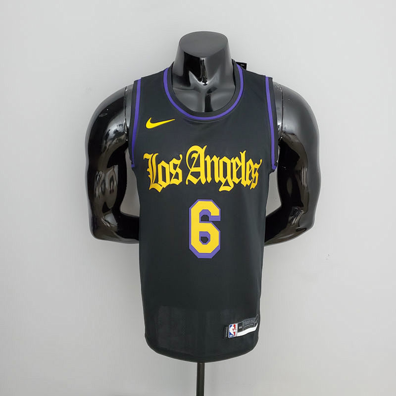 2021 JAMES#6 Los Angeles Lakers Black Latin Black NBA Jersey S-XXL