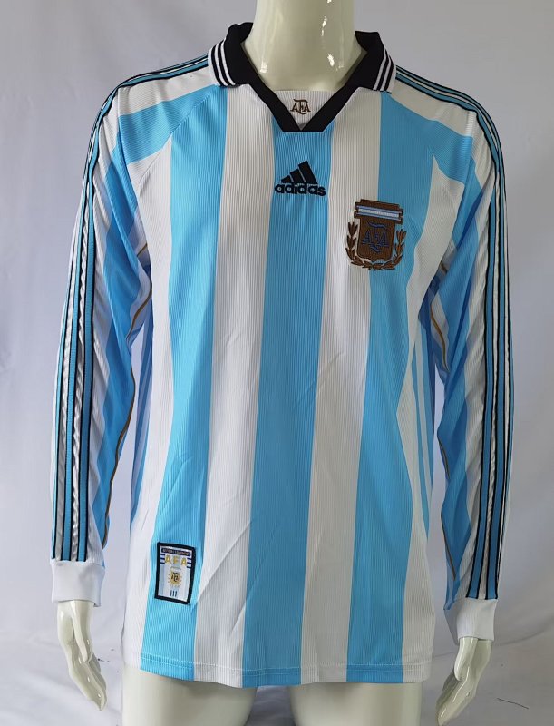 1998 Argentina Home Retro Long Sleeve Jerseys