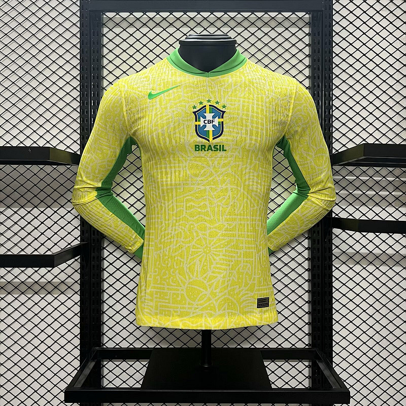 2024 Brazil Home Player Version Long Sleeve Jerseys